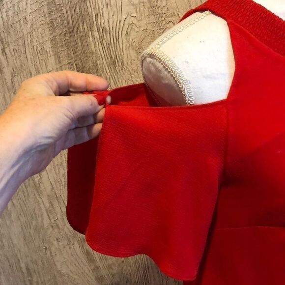 ZARA Red Cold Shoulder Above the Knee Dress Size S - Picture 3 of 7